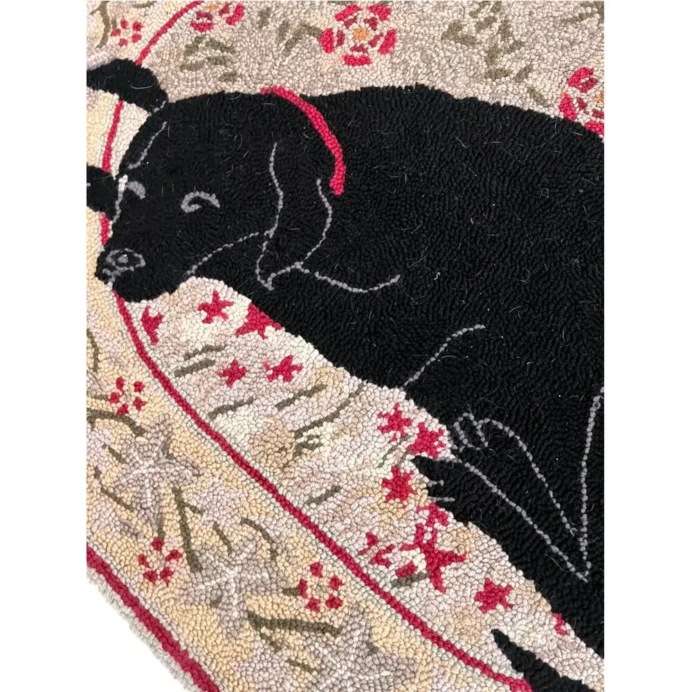 Orvis oval rug 2X4 hooked rug dog Labrador Retriever accent mat vintage wool